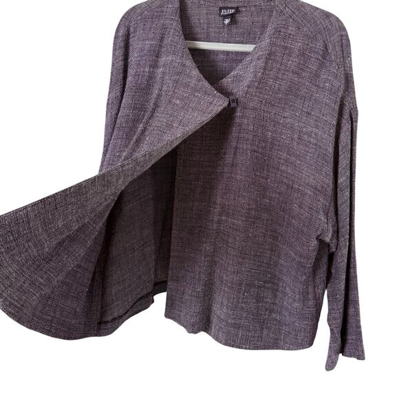 Eileen Fisher Textured‎ Linen Blend Oversized Jacket Lightweight One Button, L - Picture 7 of 9